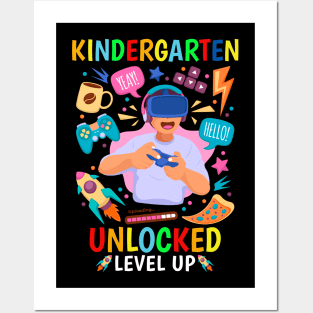 Kindergarten Unlocked Level Up Gamer Boys Back To School Posters and Art